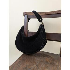 2000's / Y2K black velour shoulder bag